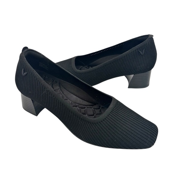 VIVAIA Melody Pro Square-Toe Chunky Heels Size 39 us 8 Black Stretch Upper - Picture 1 of 13